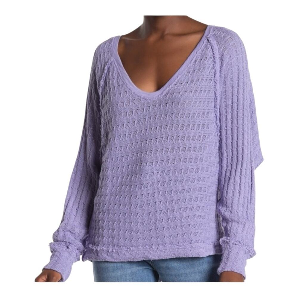Free People We The Free New Thiens Hacci Waffle Knit Sweater Boho Oversized